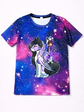Girls Aphmau Inspired Galaxy Cat Graphic T-Shirt | You Tube | Gamer